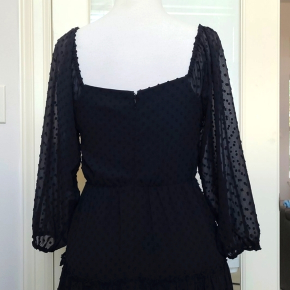 NWT J. Crew Black Tiered Swiss Dot Long Sleeve Dress - Picture 7 of 10